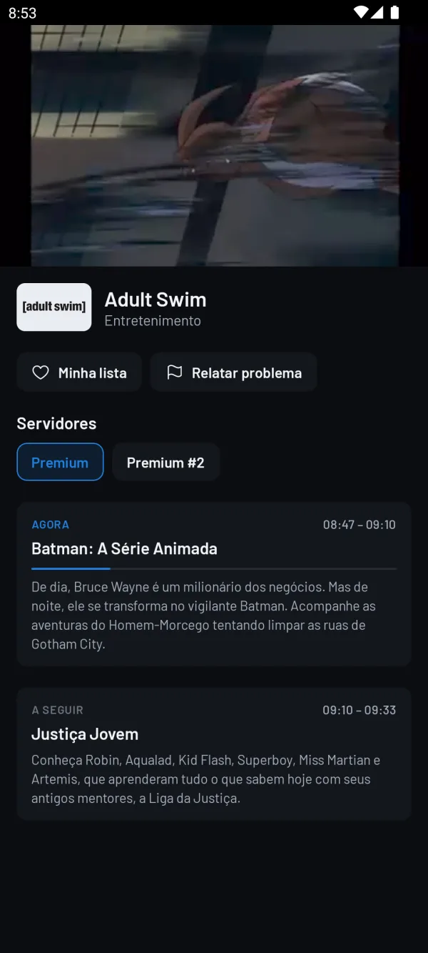 Player com servidores e programação